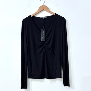 Veronica Beard Black Noir Ruched Deep V-Neck Top
NWT Large Spandex
